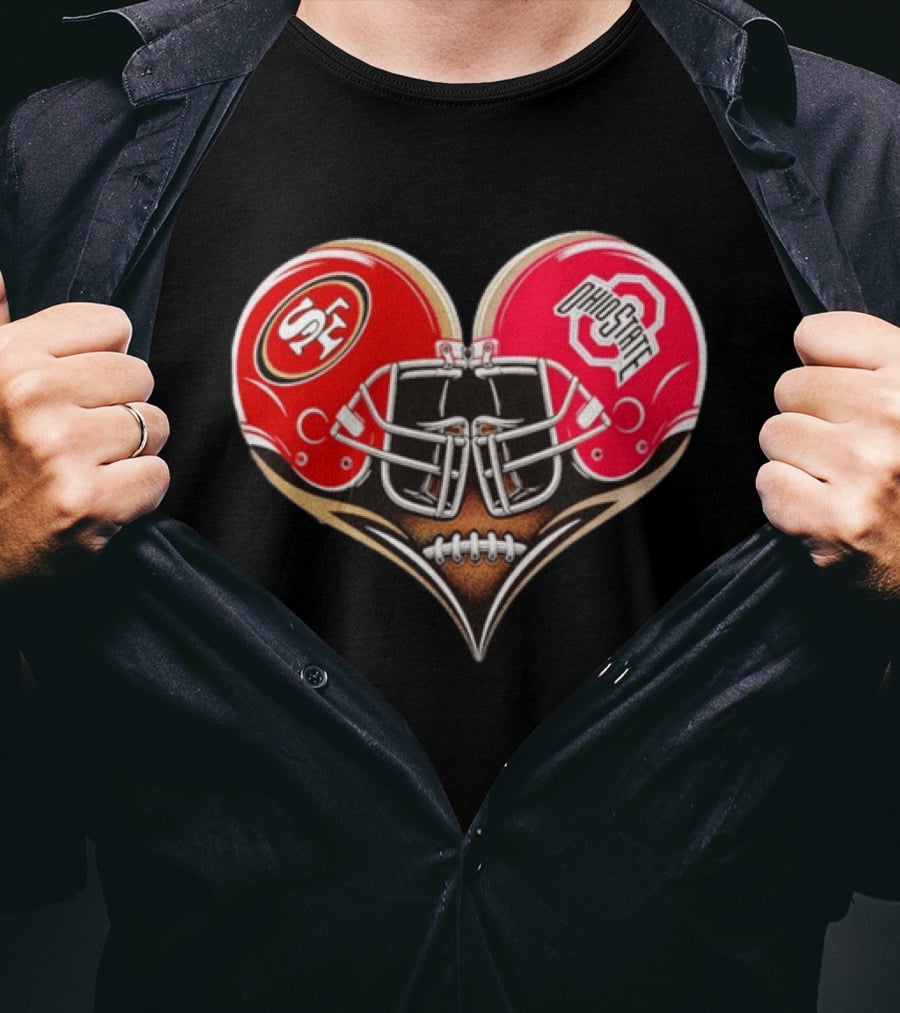 49Ers Ohio State Buckeyes Helmet Heart Love T-Shirt