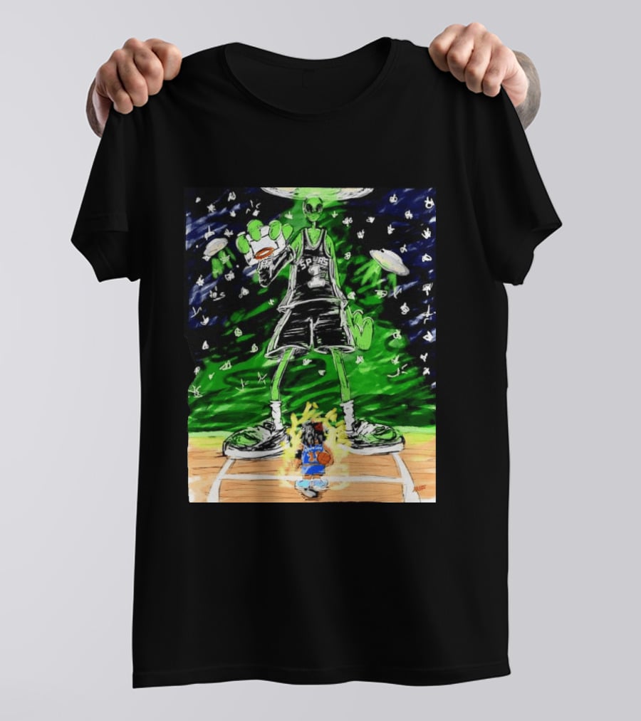 Victor Wembanyama Alien San Antonio Spurs Vs Jalen Brunson New York Knicks NBA Showdown T-Shirt