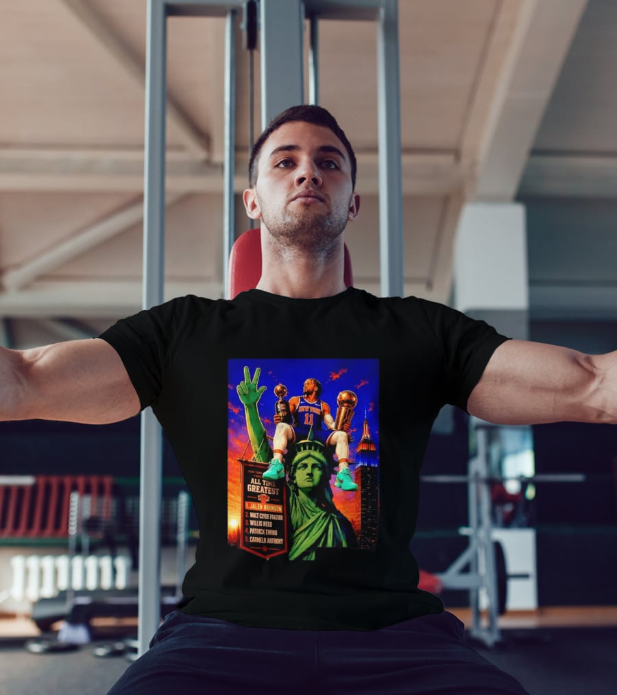 Jalen Brunson New York Knicks All Time Greatest List Liberty Statue T-Shirt
