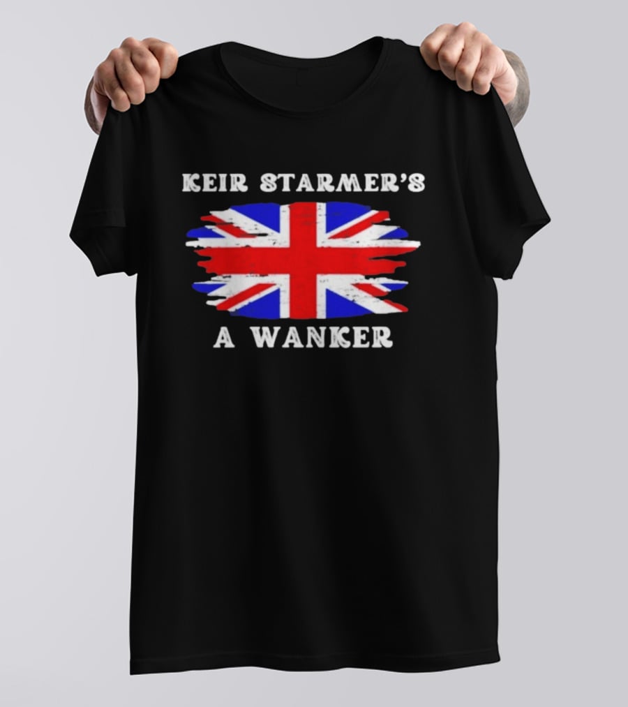Keir Starmer's A Wanker Union Jack Flag British Political Satire T-Shirt