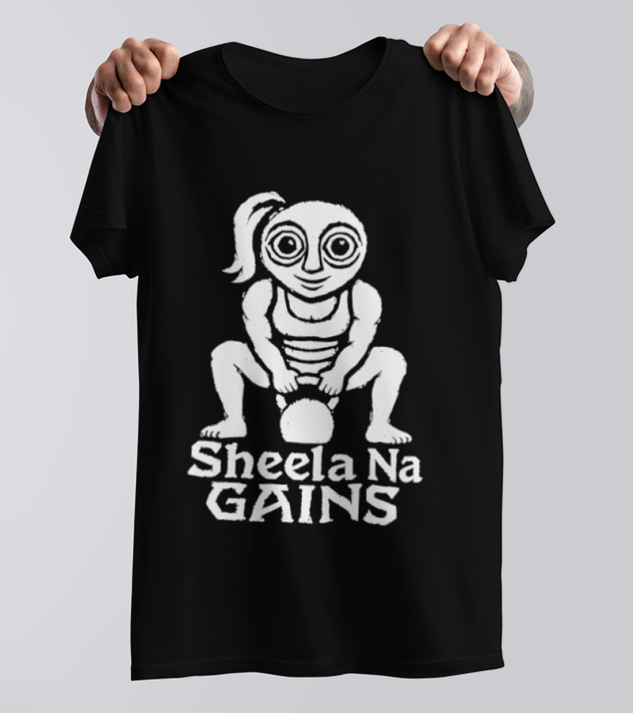 Sheela Na Gig Kettlebell Exercise Sheela Na Gains Fitness Workout Lifting T-Shirt