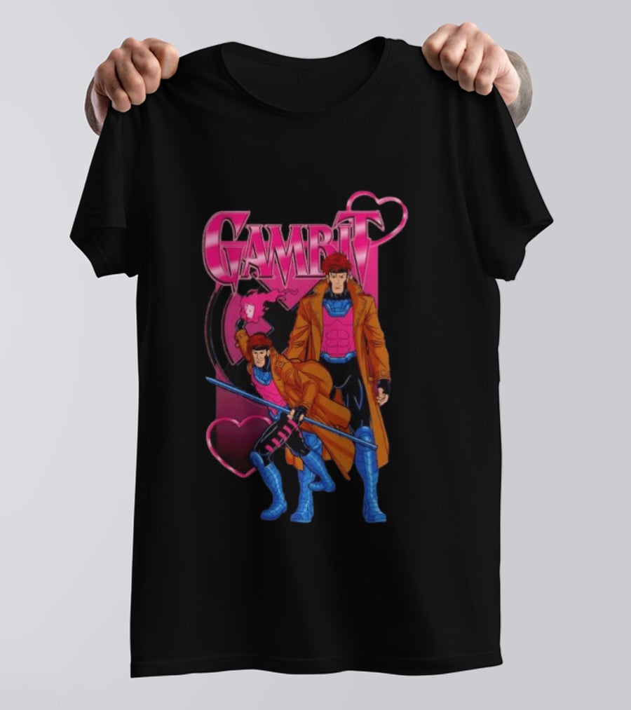 Gambit X Men Marvel Comics Character Playing Cards Hearts And Staff T-Shirt