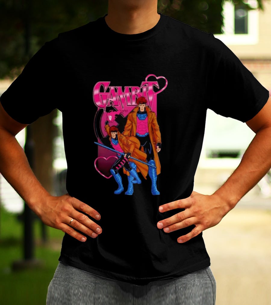 Gambit X Men Marvel Comics Character Playing Cards Hearts And Staff T-Shirt