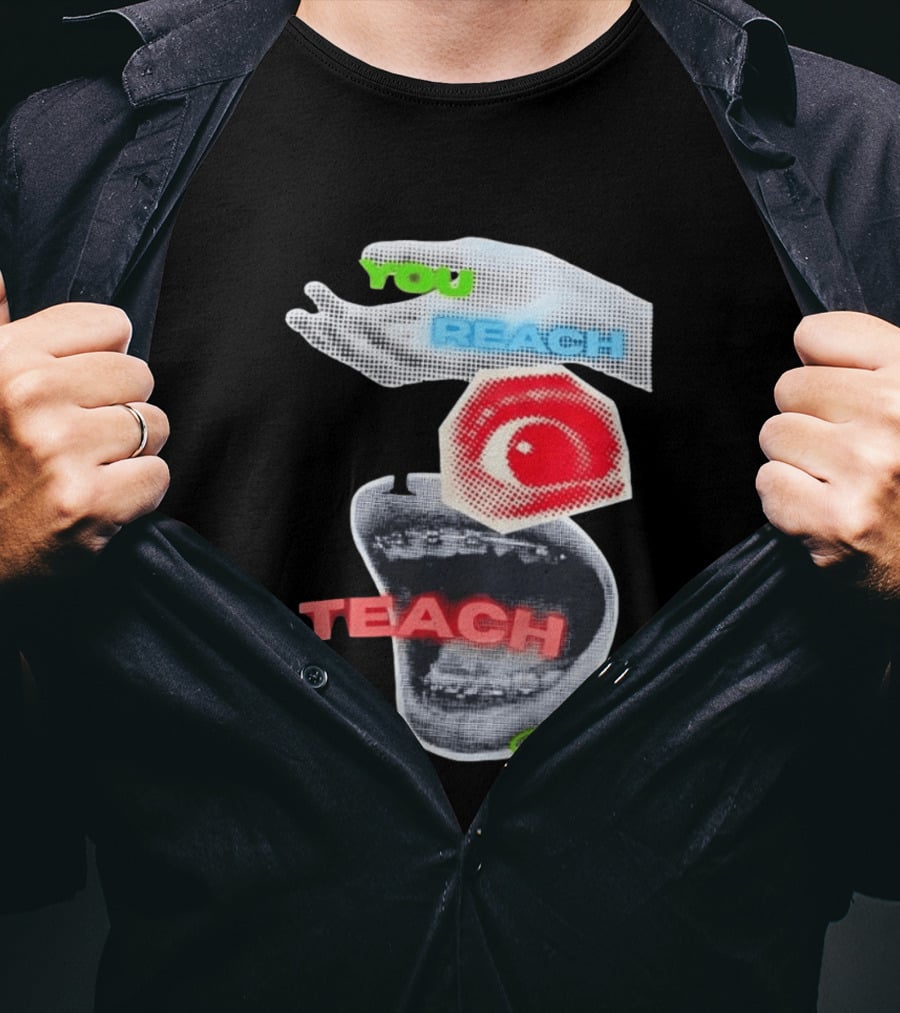 Geiger You Reach I Teach Hand Eye Mouth Collage T-Shirt