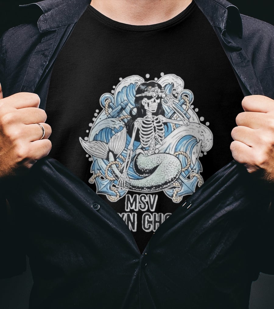 Skeleton Mermaid With Night Vision Goggles MSV Carolyn Chouest T-Shirt