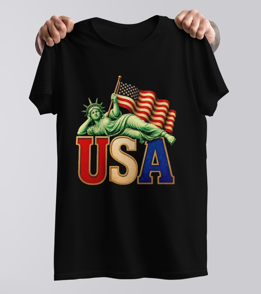 Statue Of Liberty USA Flag Patriotic T-Shirt