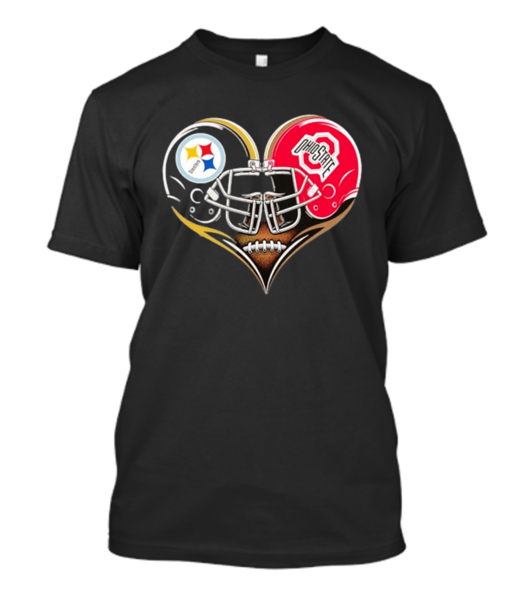 Steelers Ohio State Buckeyes Heart Helmet Fan Love T-Shirt
