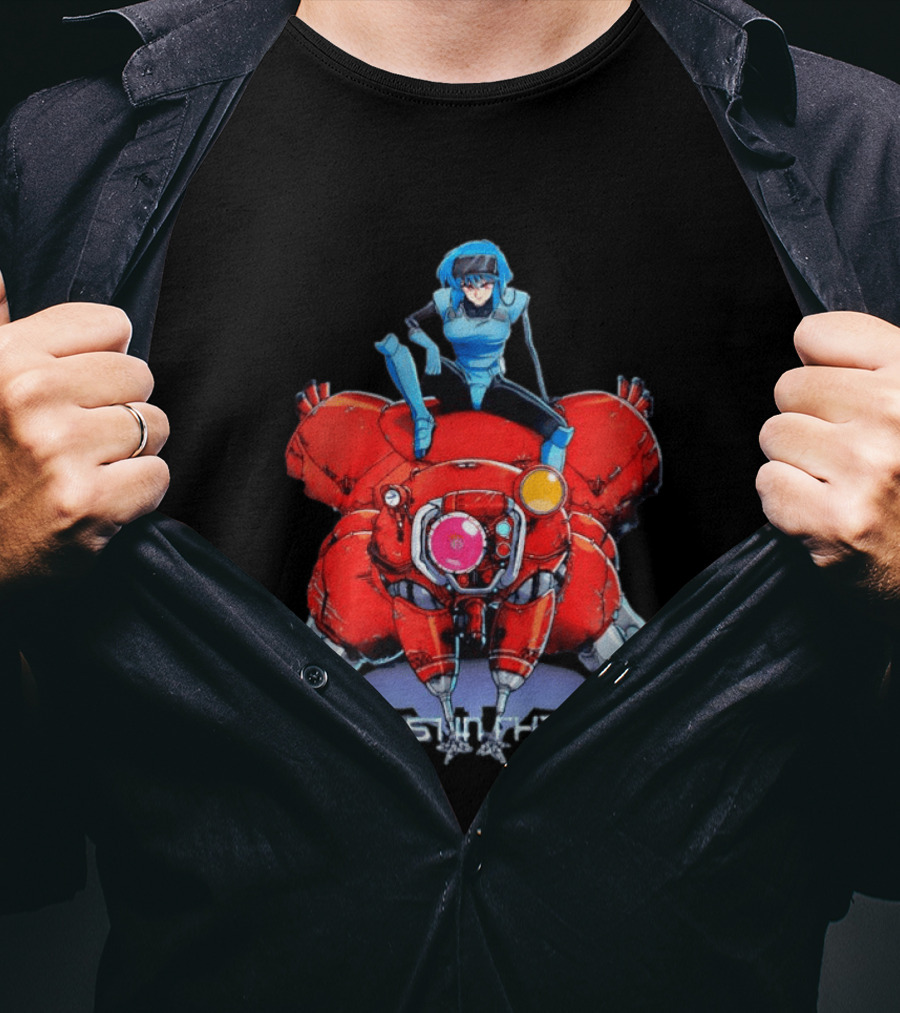 The Ghost In The Shell Major Motoko Kusanagi Riding Tachikoma Geeks Rule T-Shirt