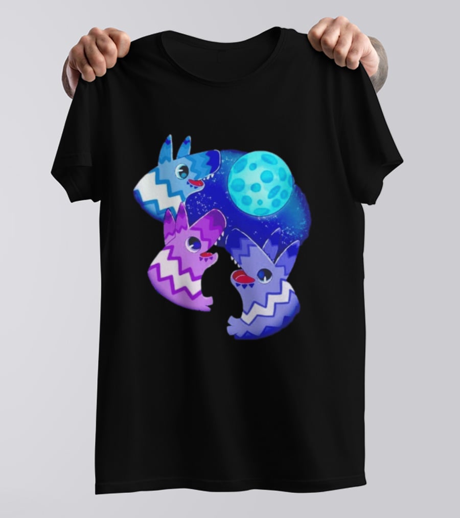 Pinata Dogs Howling At The Moon Blue Zigzag T-Shirt