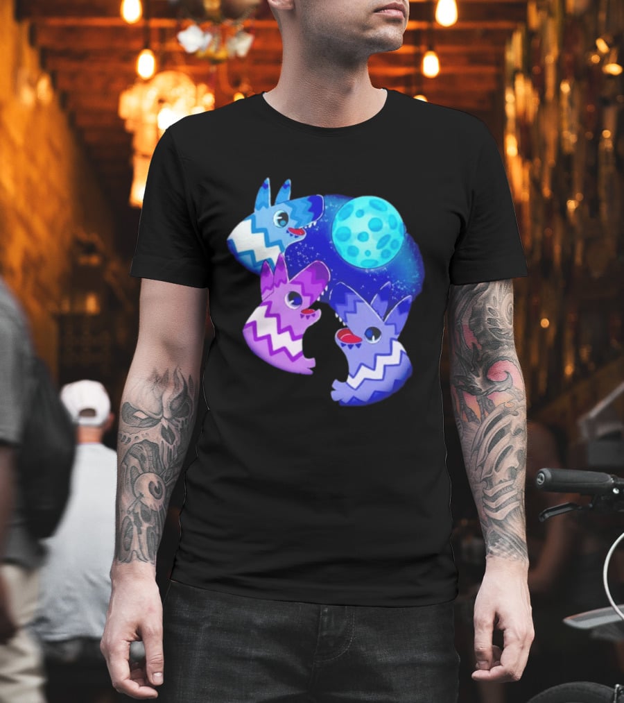Pinata Dogs Howling At The Moon Blue Zigzag T-Shirt