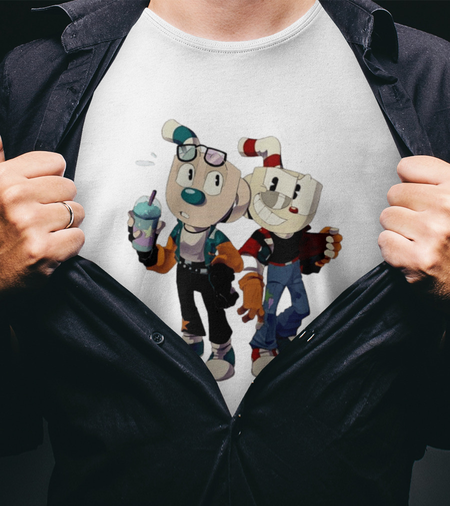 Cuphead And Man Cool Style Characters From Cuphead Video Game T-Shirt
