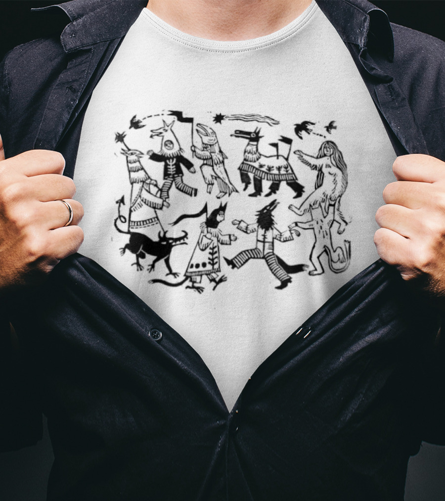 Folkloric Creature Dance Procession With Comet And Animal T-Shirt