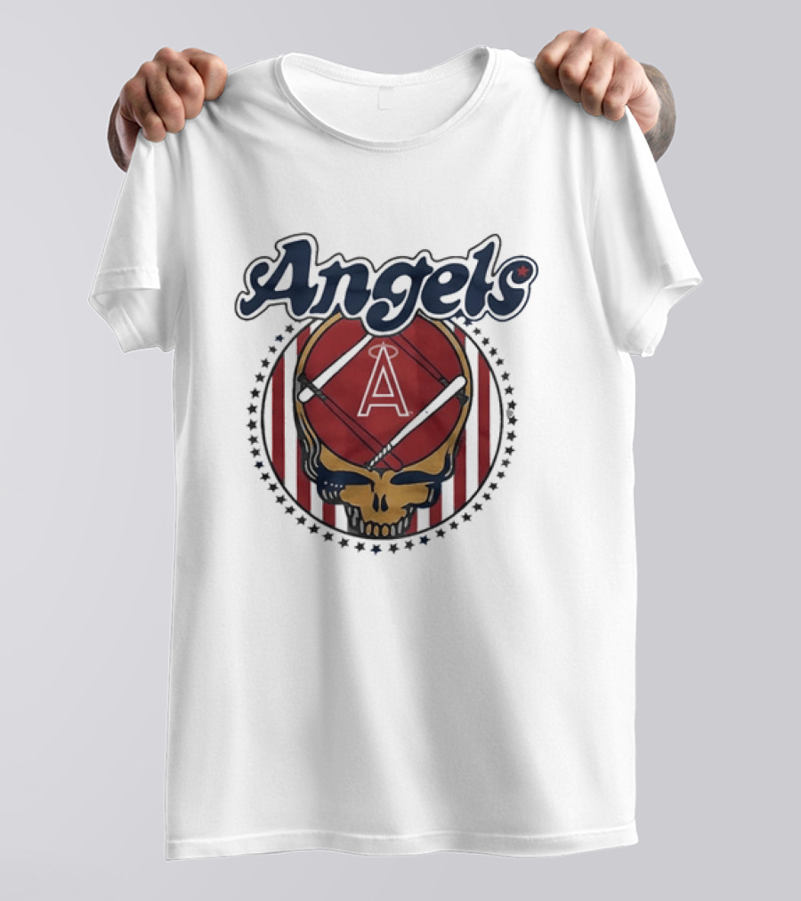 Los Angeles Angels Grateful Dead Steal Your Face Baseball Angels Skull T-Shirt
