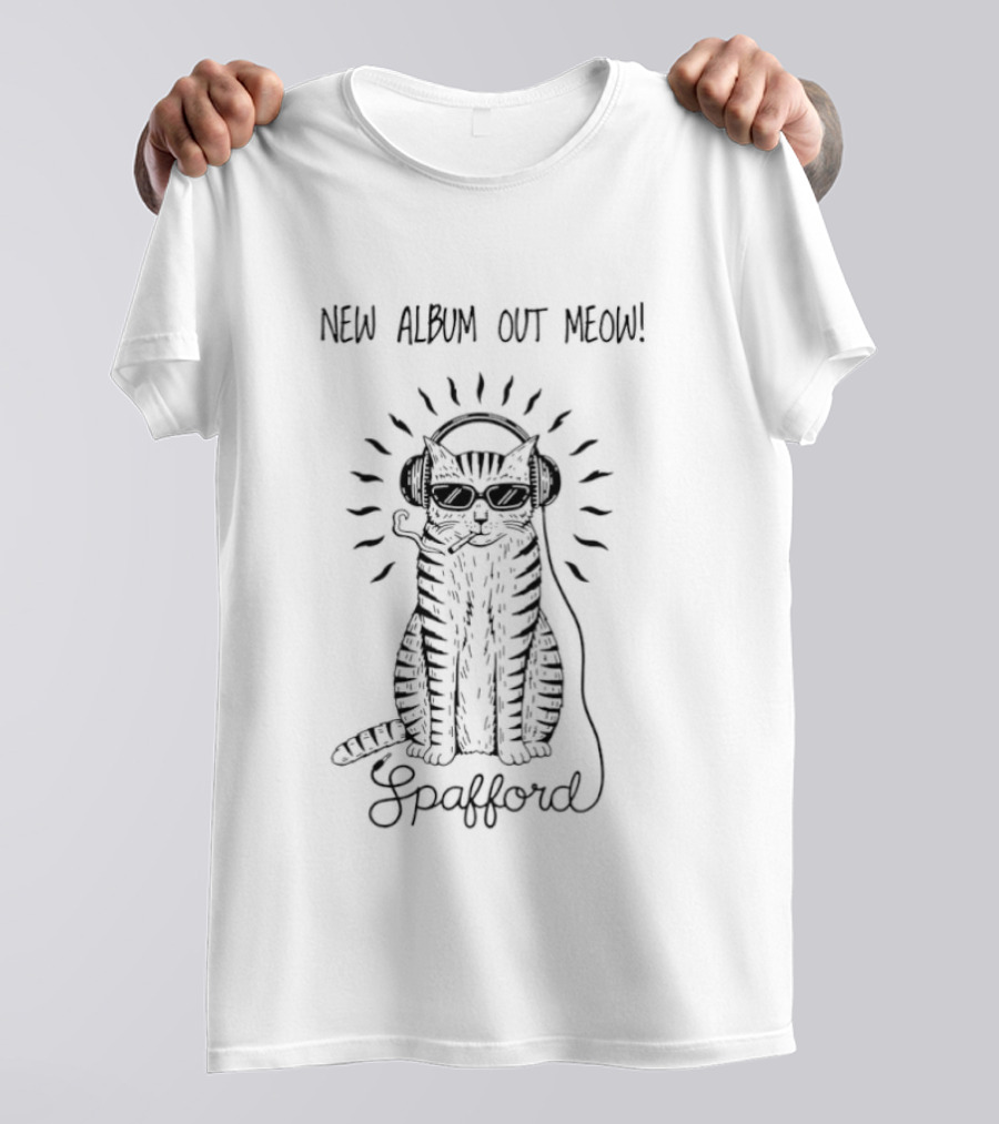 Spafford New Album Release Meow Cat Wearing Headphones T-Shirt