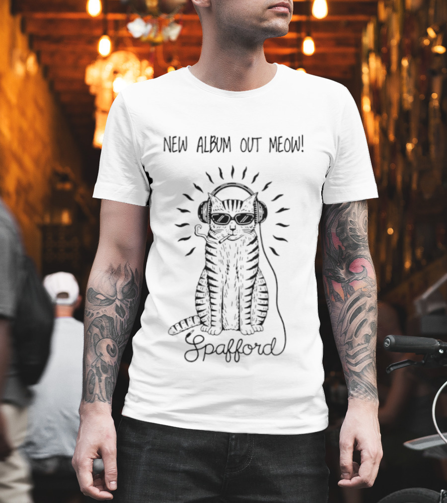 Spafford New Album Release Meow Cat Wearing Headphones T-Shirt