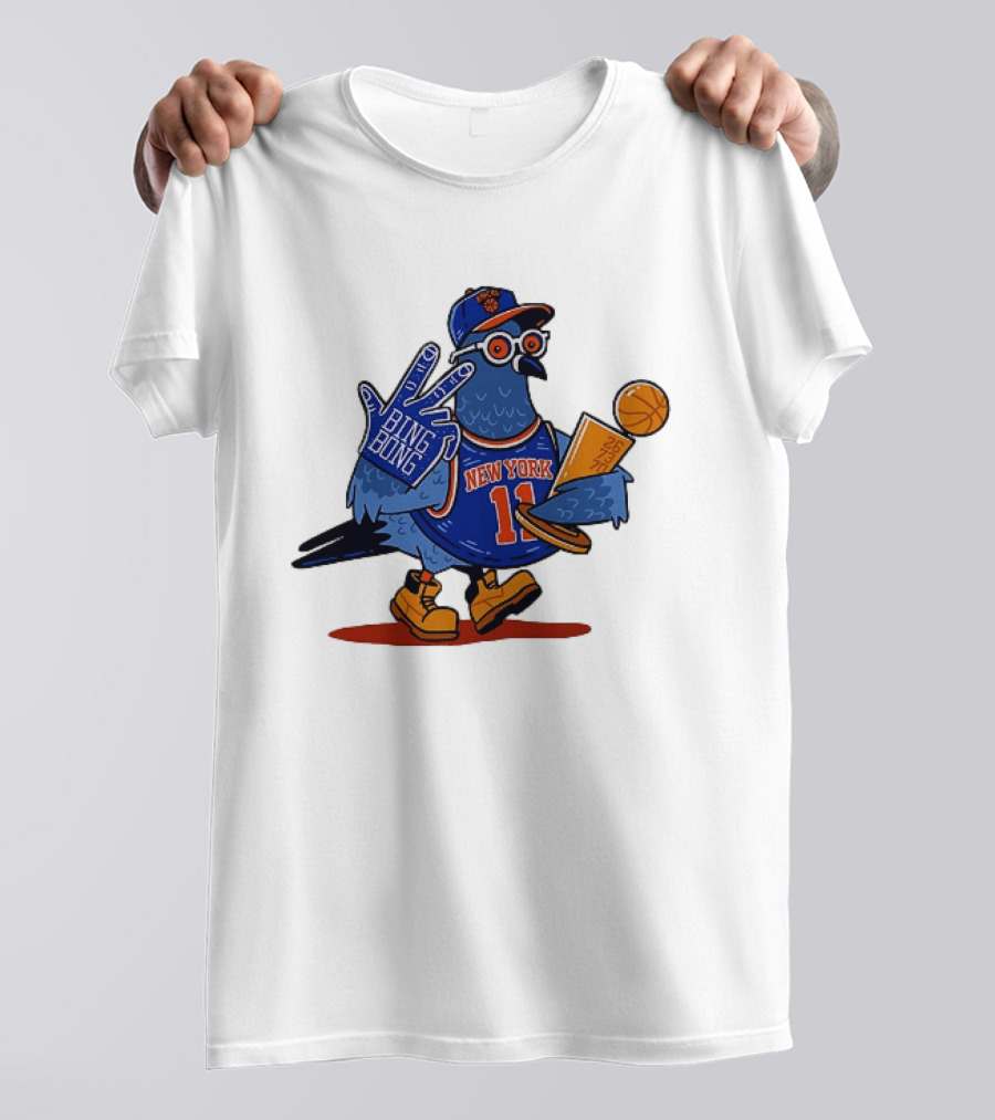 New York Knicks NBA Pigeon Bing Bong 26 73 70 Trophy T-Shirt
