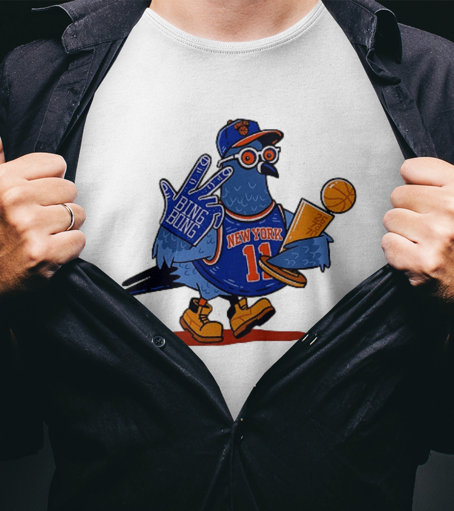 New York Knicks NBA Pigeon Bing Bong 26 73 70 Trophy T-Shirt