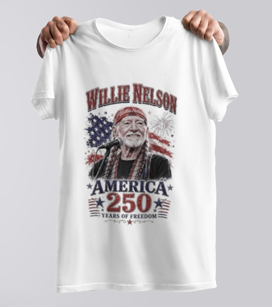 Willie Nelson America 250 Years Of Freedom Stars And Stripes Celebration T-Shirt