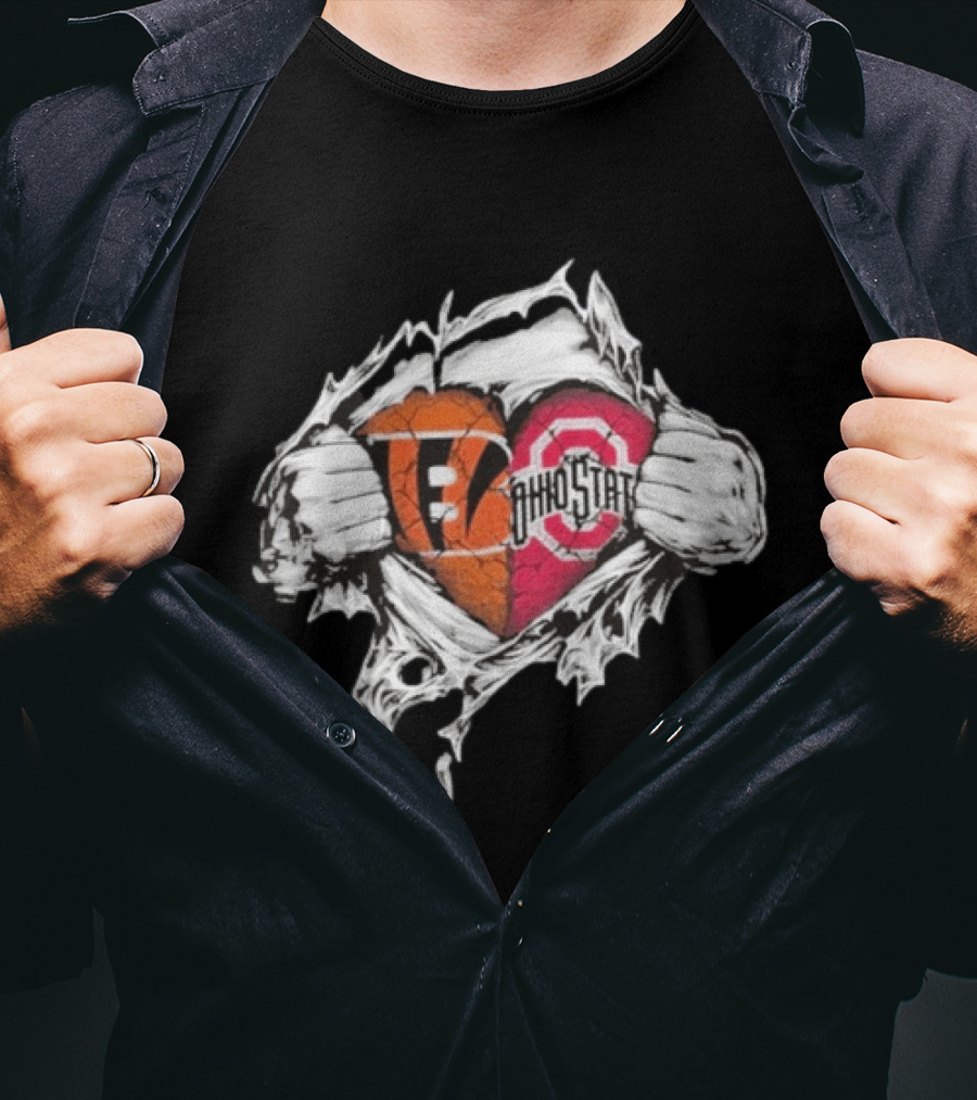 Bengals Ohio State Buckeyes Heart Tear T-Shirt