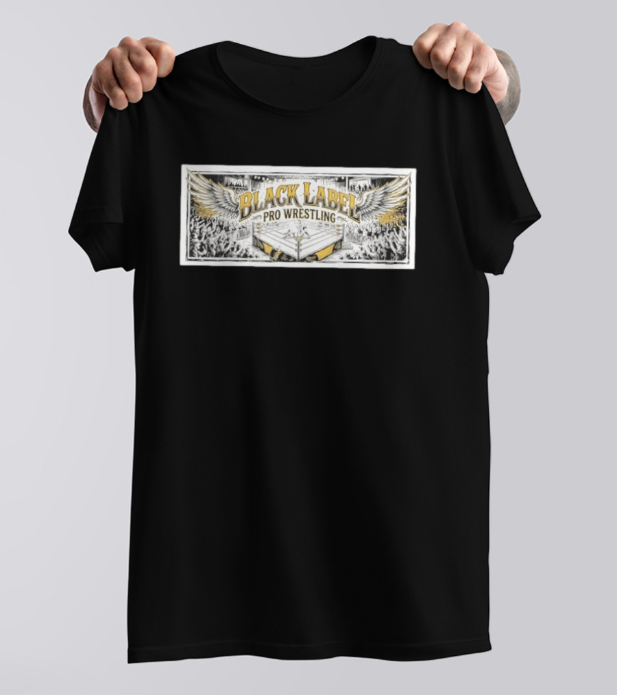 Black Label Pro Wrestling Winged Ring Fans Indie Wrestling T-Shirt