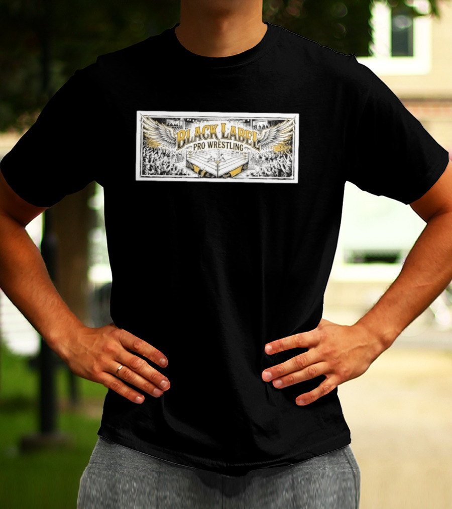 Black Label Pro Wrestling Winged Ring Fans Indie Wrestling T-Shirt
