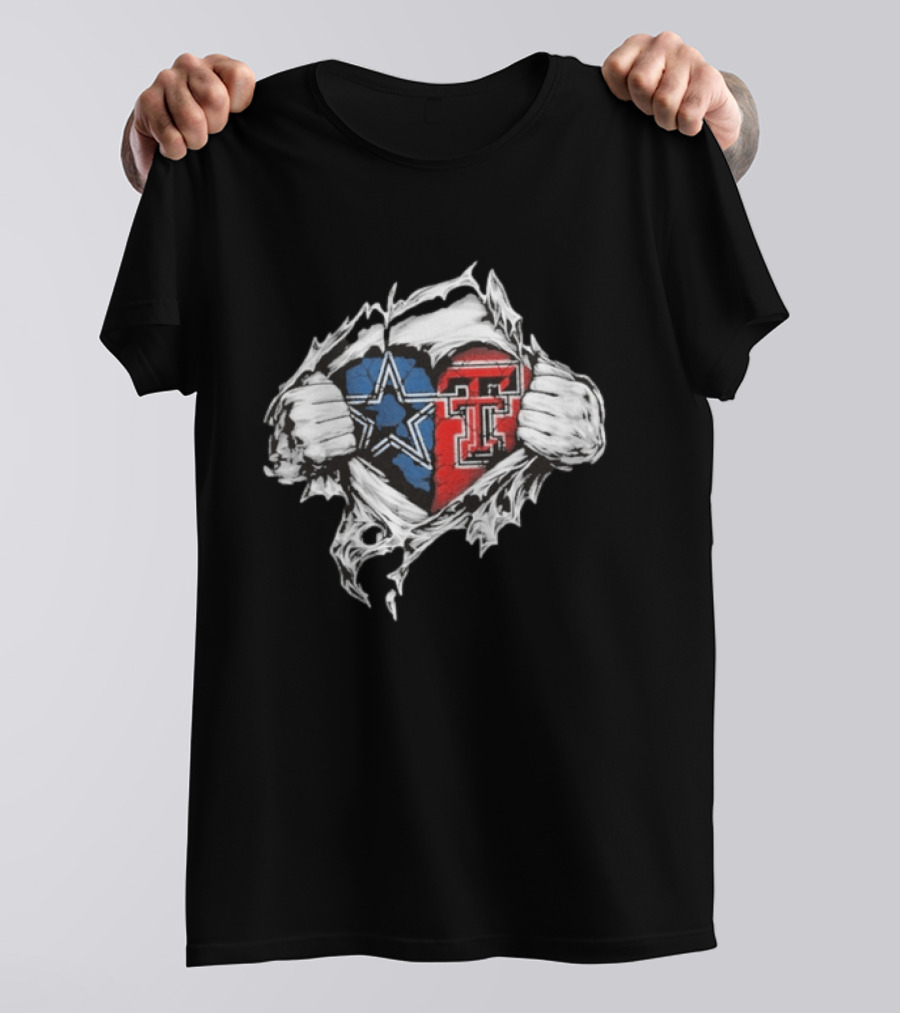 Cowboys Texas Tech Ripped Heart T-Shirt