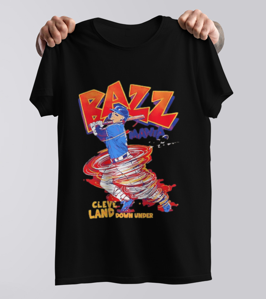 Bazz Mania Cleveland Down Under Travis Bazzana Batting Baseball T-Shirt