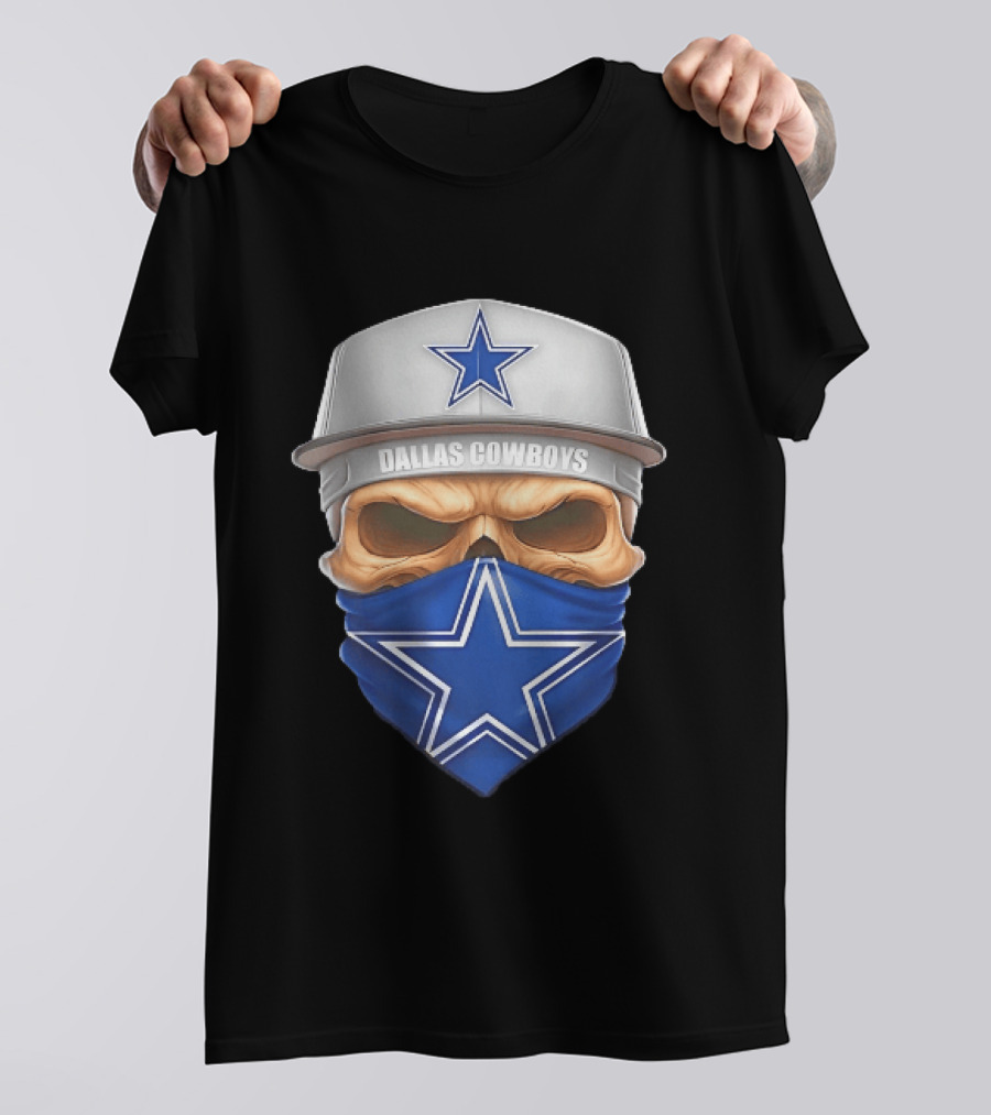 Dallas Cowboys Skull Bandana Cap Men Star T-Shirt