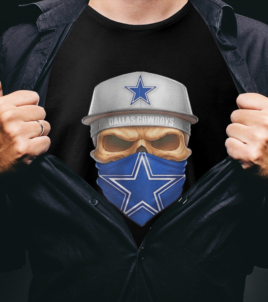 Dallas Cowboys Skull Bandana Cap Men Star T-Shirt