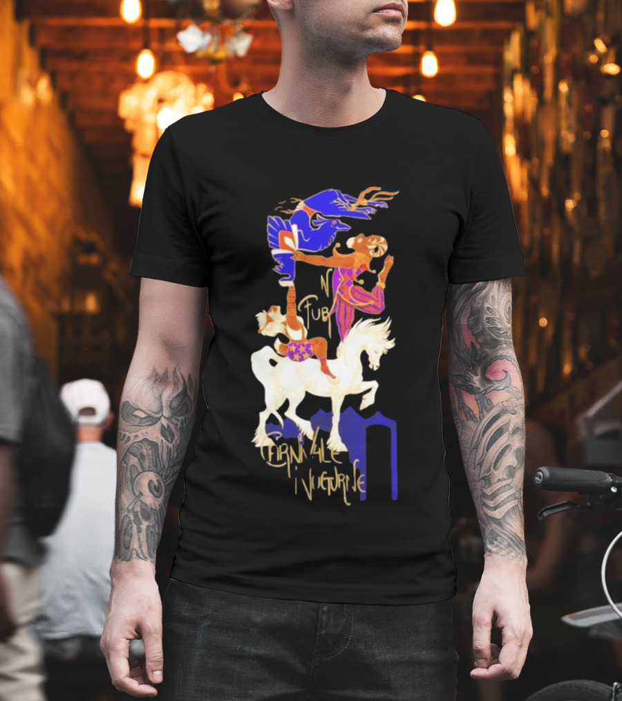 Carnivale Nocturne Jester And Horse With Vibrant Circus Animal And Bird T-Shirt
