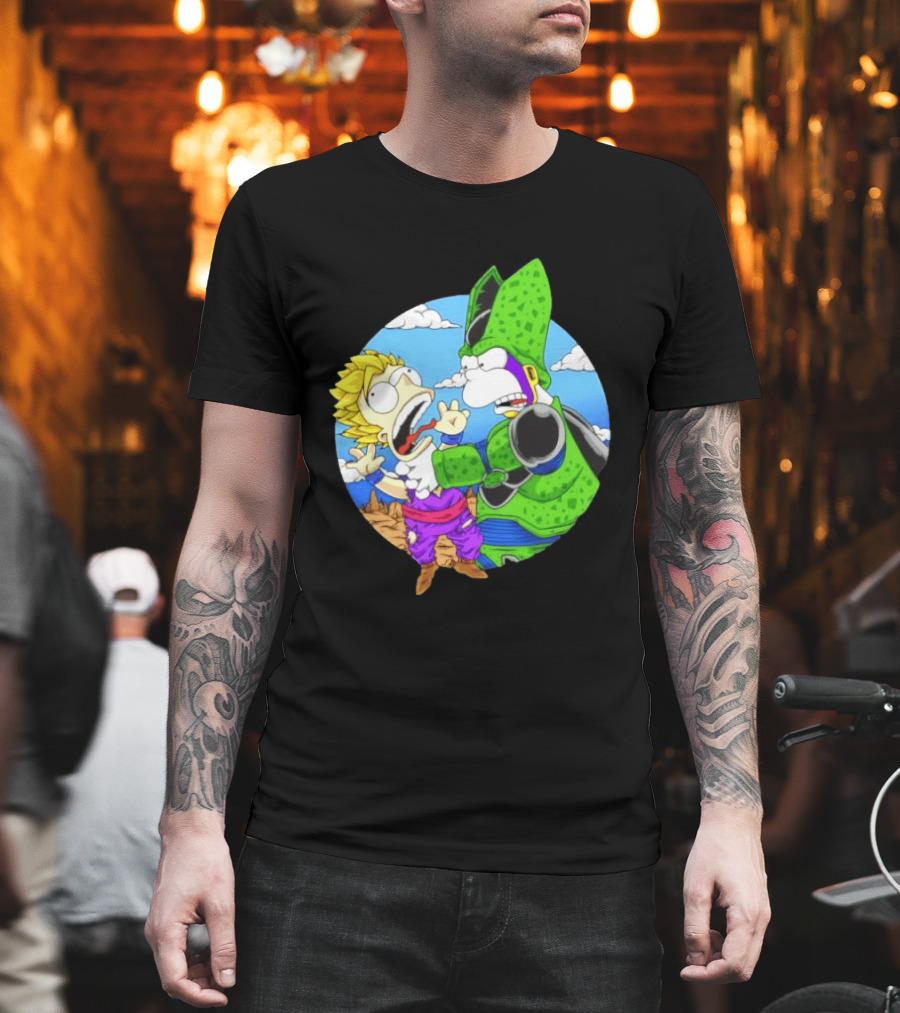 Gohan Cell Dragon Ball Z Bart Homer Simpson Mashup Clash T-Shirt