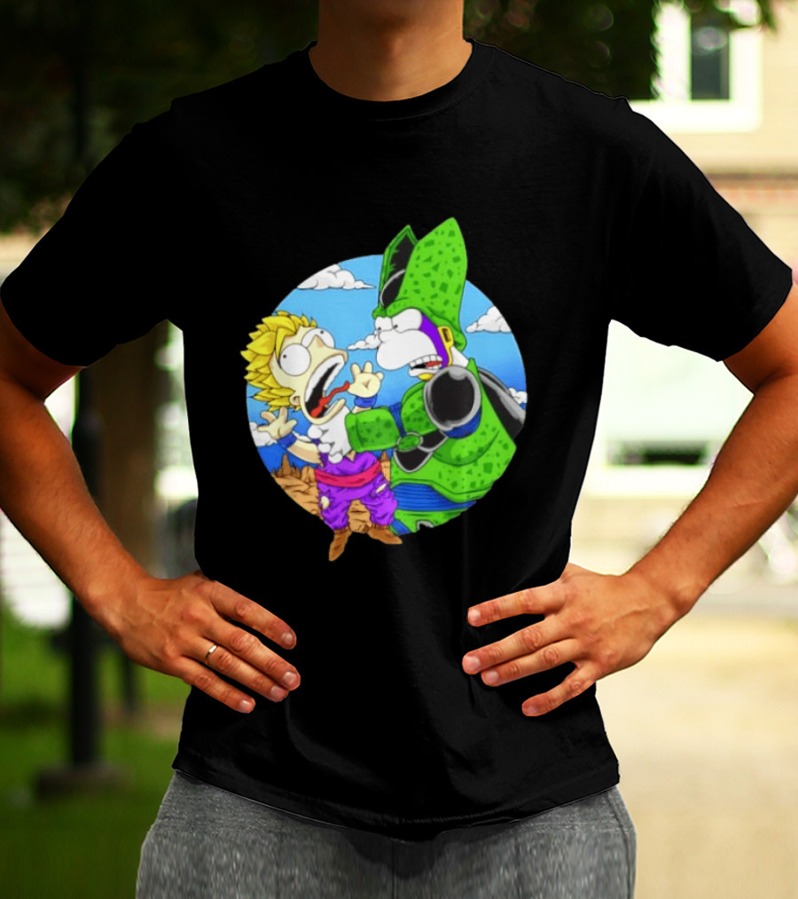 Gohan Cell Dragon Ball Z Bart Homer Simpson Mashup Clash T-Shirt