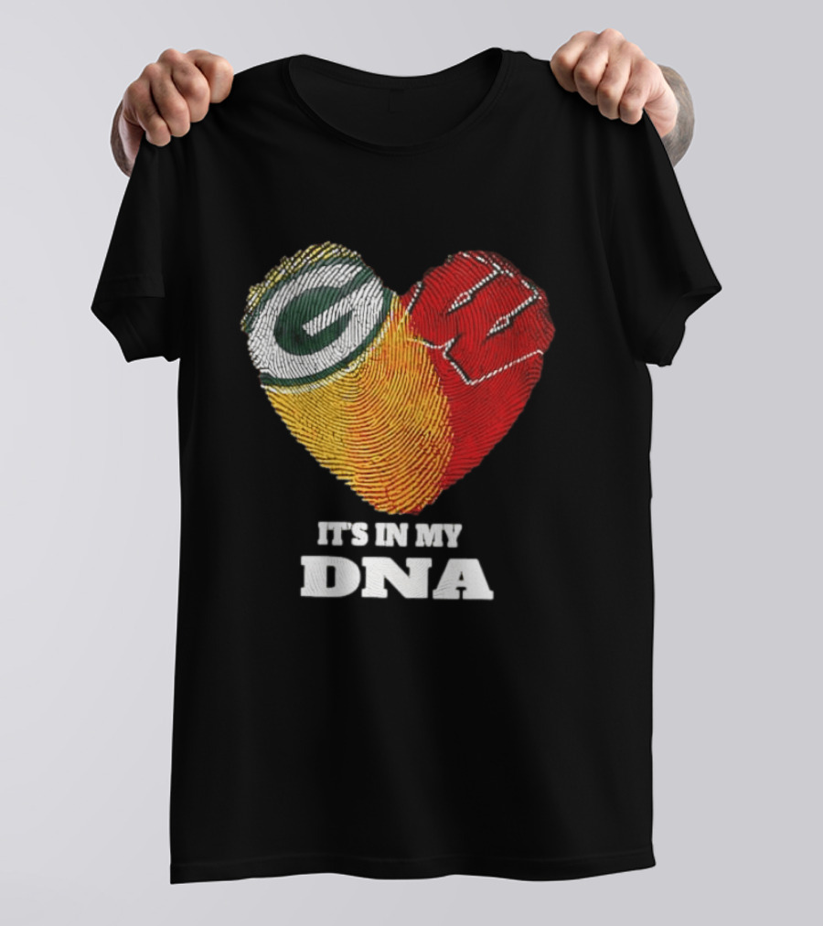 Green Bay Packers It's In My DNA Heart Fingerprint T-Shirt