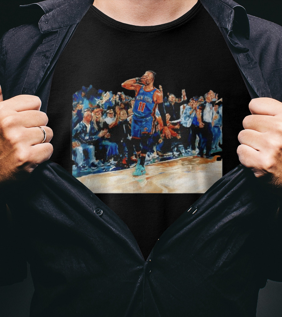 Jalen Brunson New York Knicks NBA Oil Painting Player In Action T-Shirt