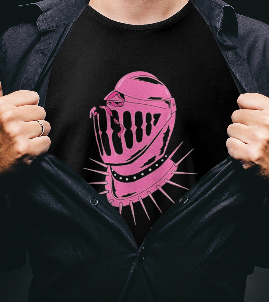 Knight Helmet With Pink Bow And Spiked Choker Aesthetic T-Shirt