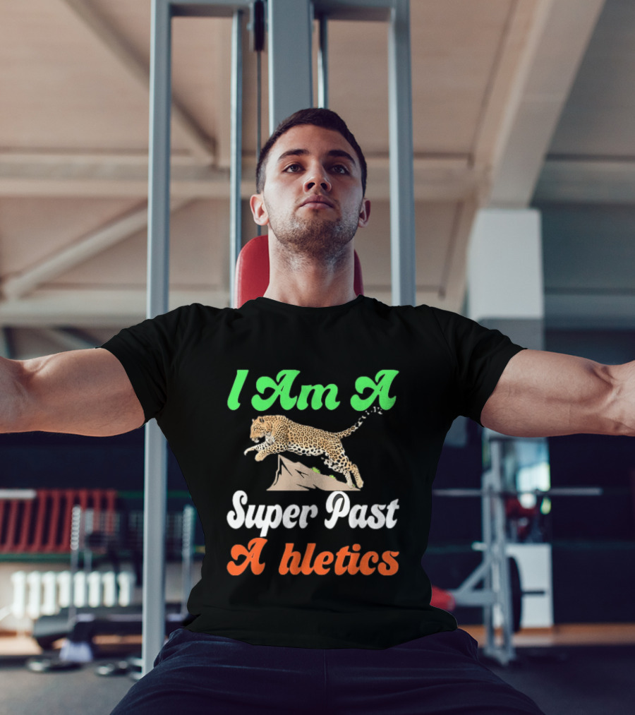 I Am A Super Past Athletics Leopard Running T-Shirt