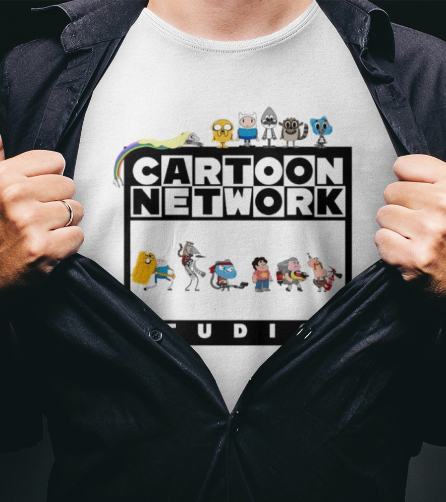 Cartoon Network Studios Finn Jake Mordecai Rigby Gumball Steven Clarence Uncle Character Collage T-Shirt