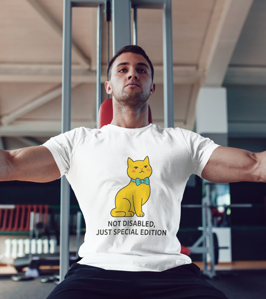 Not Disabled Just Special Edition Cat With Bow Tie T-Shirt