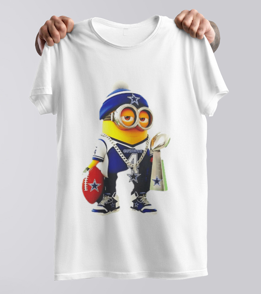 Dallas Cowboys Minion With Lombardi Trophy And Football T-Shirt