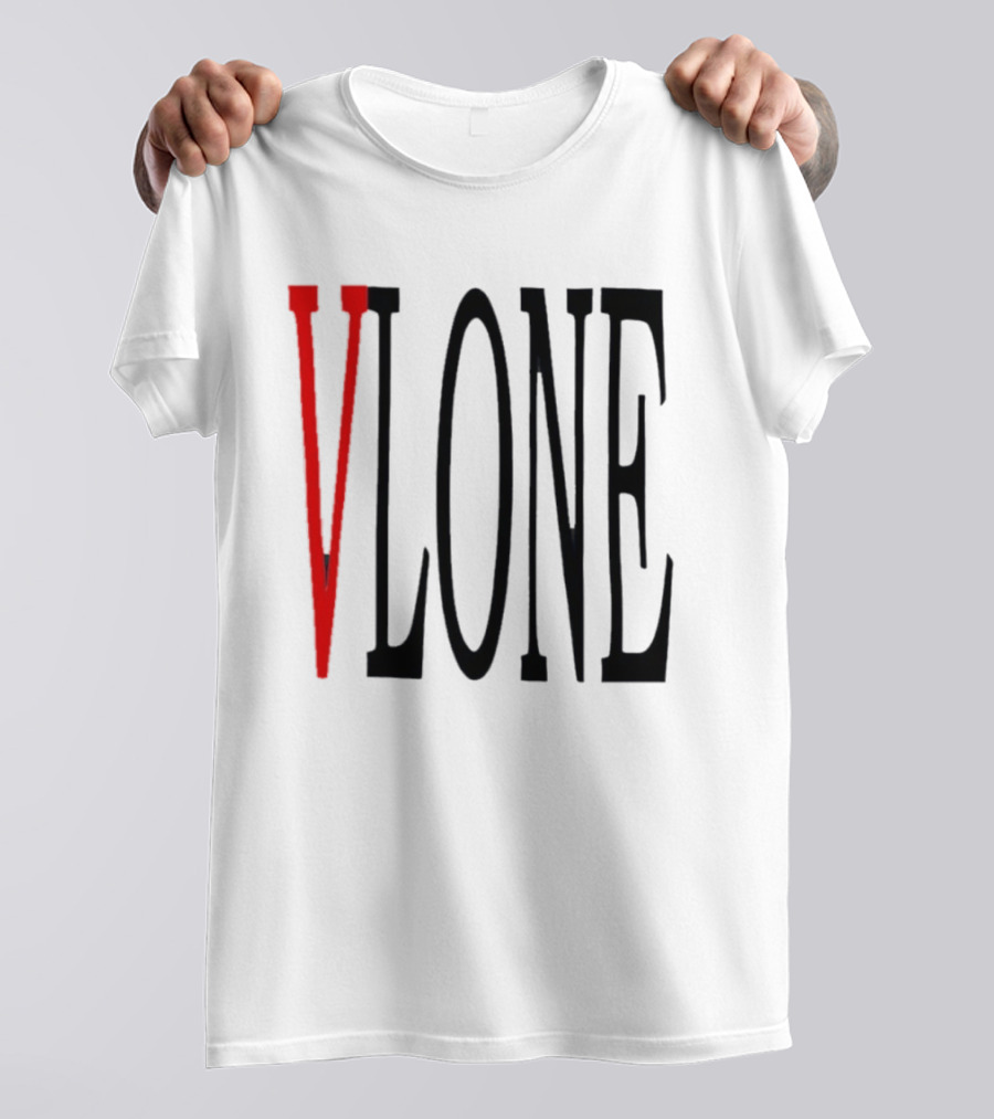 Vlone Logo Red V Black Font Streetwear Fashion T-Shirt
