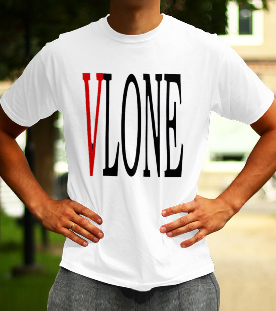 Vlone Logo Red V Black Font Streetwear Fashion T-Shirt