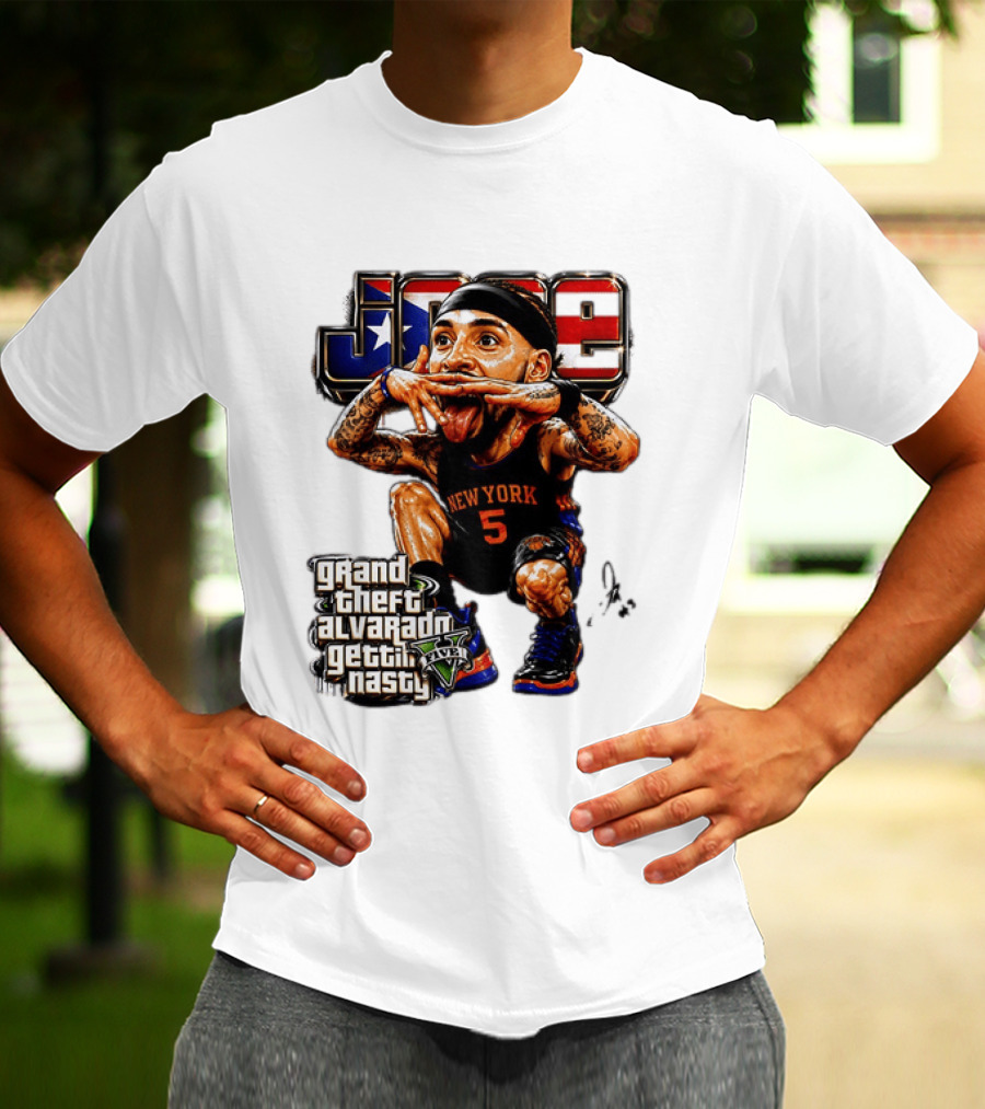 Grand Theft Alvarado New York Knicks Gettin Nasty Caricature T-Shirt