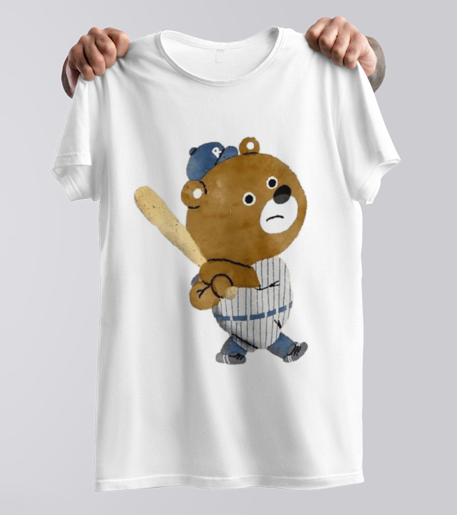 Kuma Bear Takuto Nakagawa Baseball Player Character In Striped Uniform T-Shirt