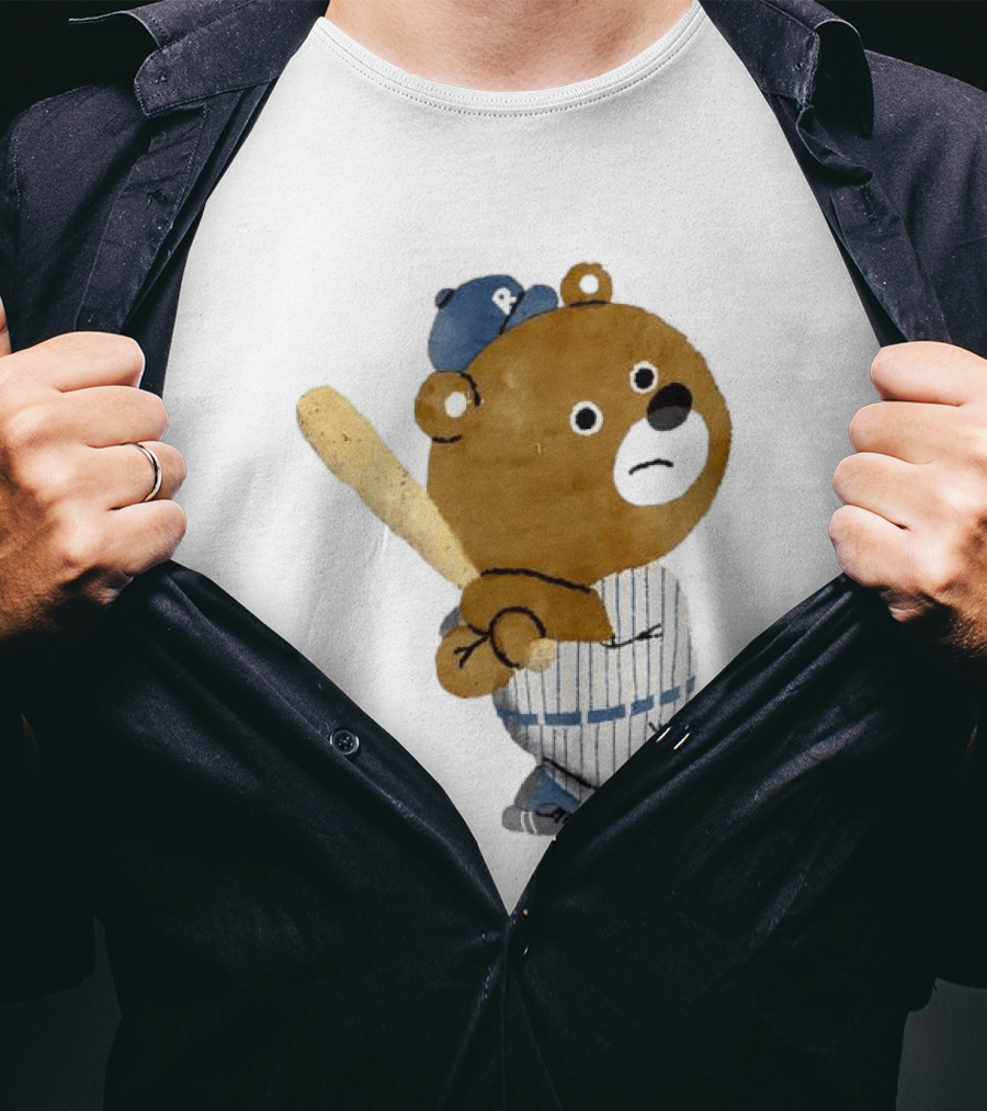 Kuma Bear Takuto Nakagawa Baseball Player Character In Striped Uniform T-Shirt