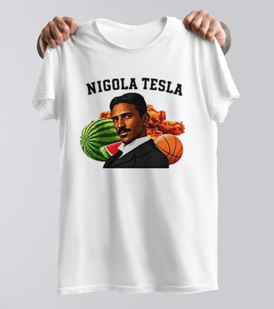 Nigola Tesla Watermelon Fried Chicken Basketball Fusion T-Shirt