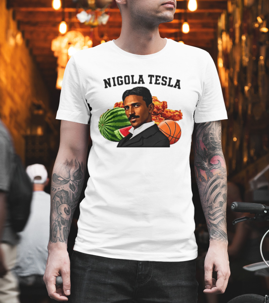 Nigola Tesla Watermelon Fried Chicken Basketball Fusion T-Shirt