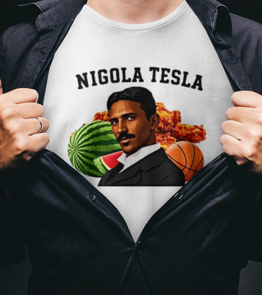 Nigola Tesla Watermelon Fried Chicken Basketball Fusion T-Shirt