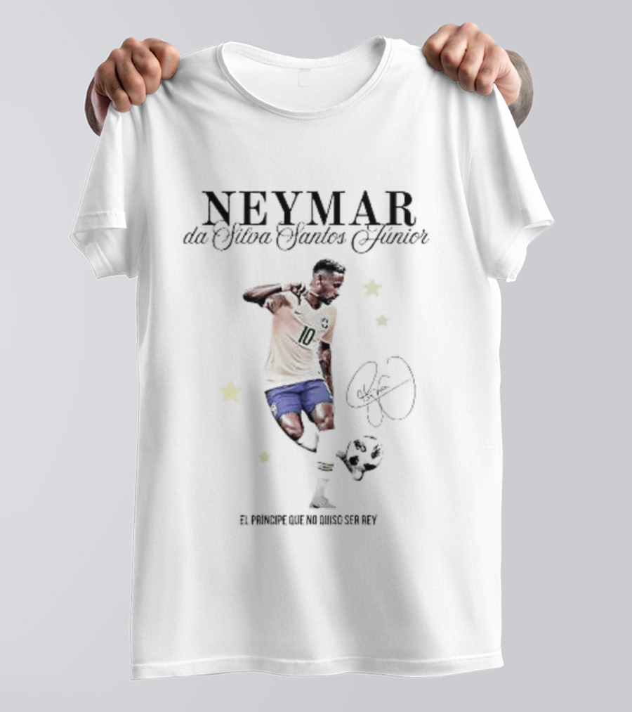 Neymar Da Silva Santos Junior Brazil National Soccer Icon Number 10 Yellow Jersey T-Shirt