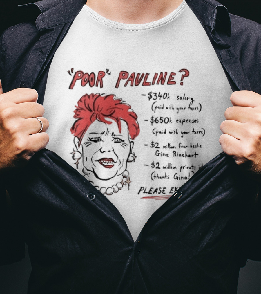POOR PAULINE 340k Salary Expenses Political Satire Please Explain T-Shirt
