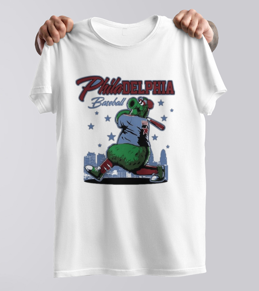 Phillie Phanatic Philadelphia Baseball Phillies MLB Skyline Stars T-Shirt